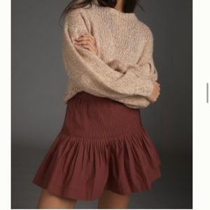 Anthropologie Maroon Pleated Skirt, Size S